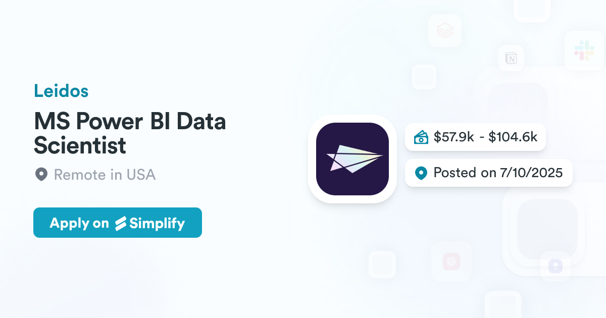 MS Power BI Data Scientist Leidos Simplify Jobs